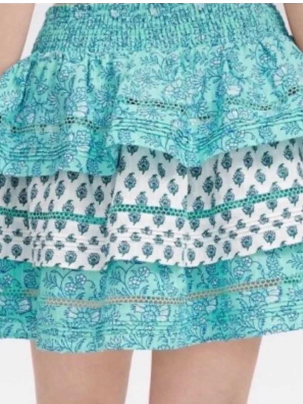 Roller Rabbit  x target Aqua and White Floral Tiered Mini Skirt